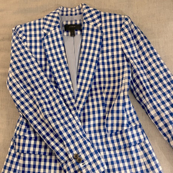 J Crew Campbell Gingham Linen Blazer - Picture 3 of 7